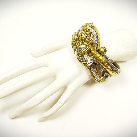 ECHO of the DREAMER Sterling Silver Bronze FW Pearls & Peridot Cuff Bracelet - Picture 7 of 12